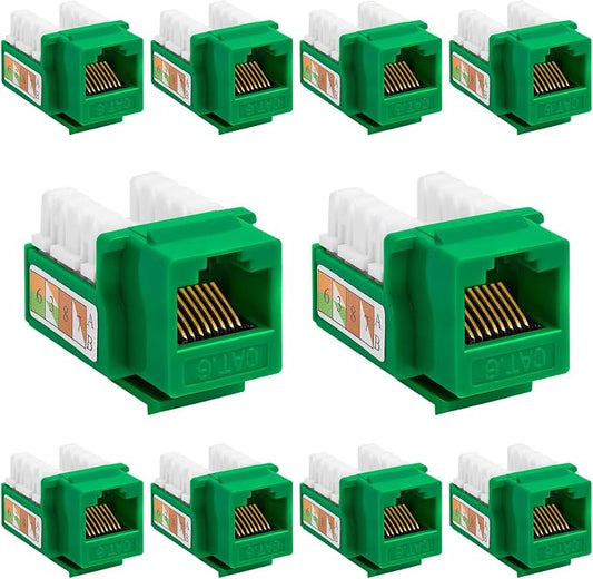 Cmple - 10 Pack Cat6 Keystone Jack Insert Punch Down RJ45 Connectors RJ45 by Cmple