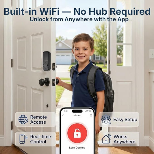 Keyless Entry Door Lock with Built-in WiFi, Fingerprint Smart Lock - Image 2