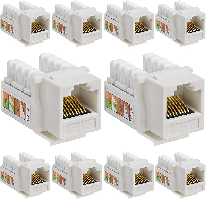 Cmple - 10 Pack Cat6 Keystone Jack Insert Punch Down RJ45 Connectors RJ45 by Cmple