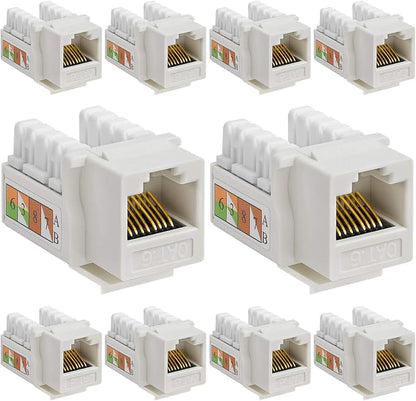 Cmple - 10 Pack Cat6 Keystone Jack Insert Punch Down RJ45 Connectors RJ45 by Cmple