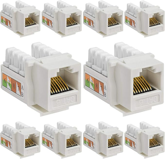 Cmple - 10 Pack Cat6 Keystone Jack Insert Punch Down RJ45 Connectors RJ45 by Cmple