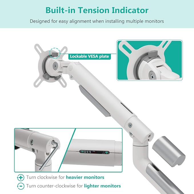WALI Dual Monitor Stand White Monitor Arms - Image 4