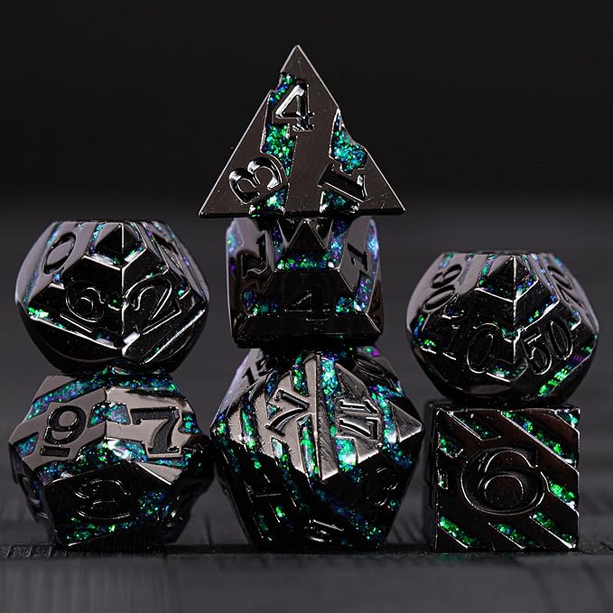 Metal Stripe Dice, Solid Metallic Glitter Stripes DND Dice - Image 2