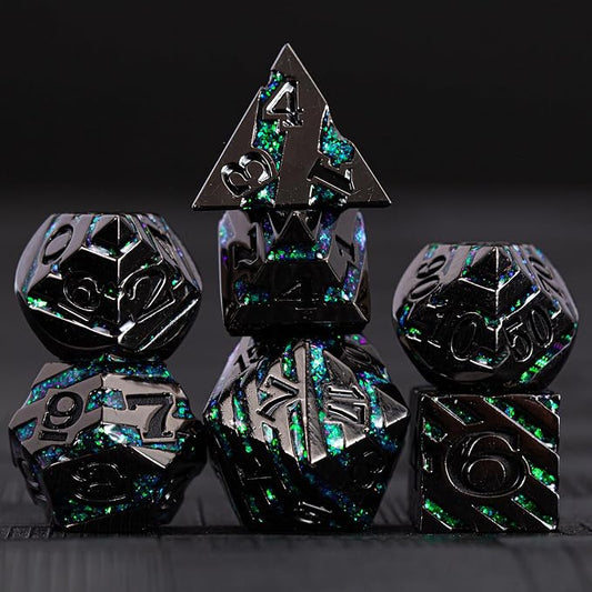 Metal Stripe Dice, Solid Metallic Glitter Stripes DND Dice - Image 2