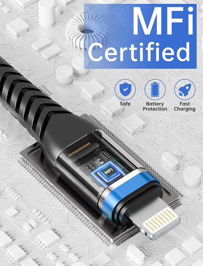 6FT Lightning Cable 3Pack 6 Foot iPhone Charger Cable Nylon Braided USB Fast - Image 4