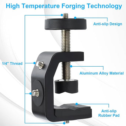 UTEBIT Super Clamp Mount with Mini Ball Head Mount, 1/4 Screw Hot Shoe Adapter - Image 3