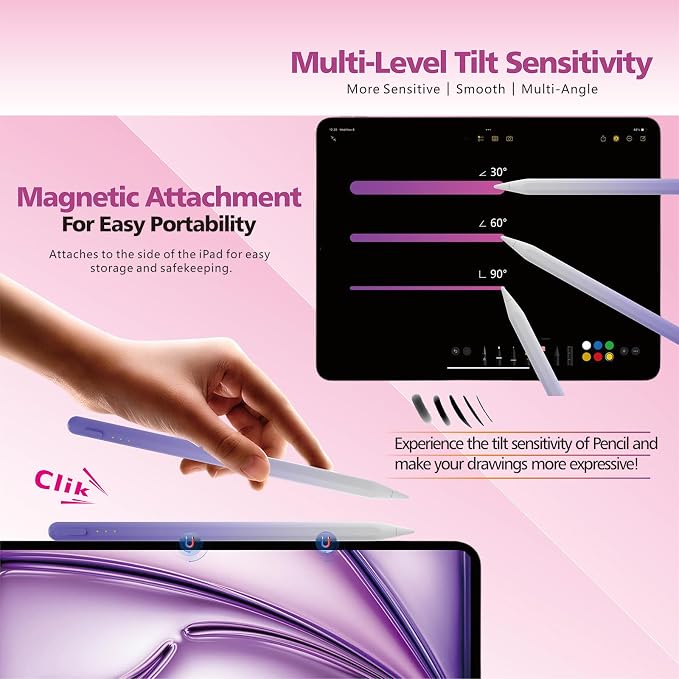 Stylus Pen for iPad, 14Mins Fast Charge for Apple Pencil, Palm Rejection - Image 6