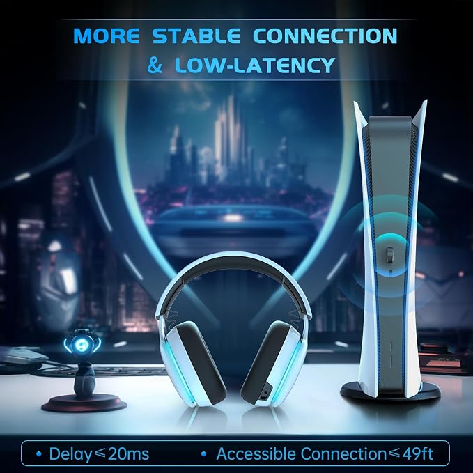 2.4GHz Wireless Gaming Headset for PS5, PS4 Fortnite & Call of Duty/FPS Gamers - Image 2