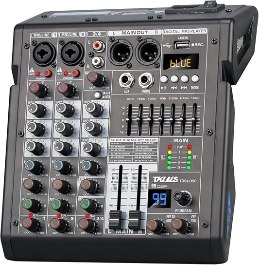 Audio Mixer, 4 Channel Sound Board Mixing Console by TKLBLS