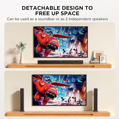 2.2ch 100W Sound Bar for Smart TV, 2-in-1 Detachable Bluetooth 5.3 Speaker - Image 2