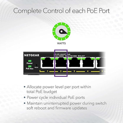 NETGEAR 5 Port PoE Gigabit Ethernet Easy Smart Managed Essentials Switch - - Image 4