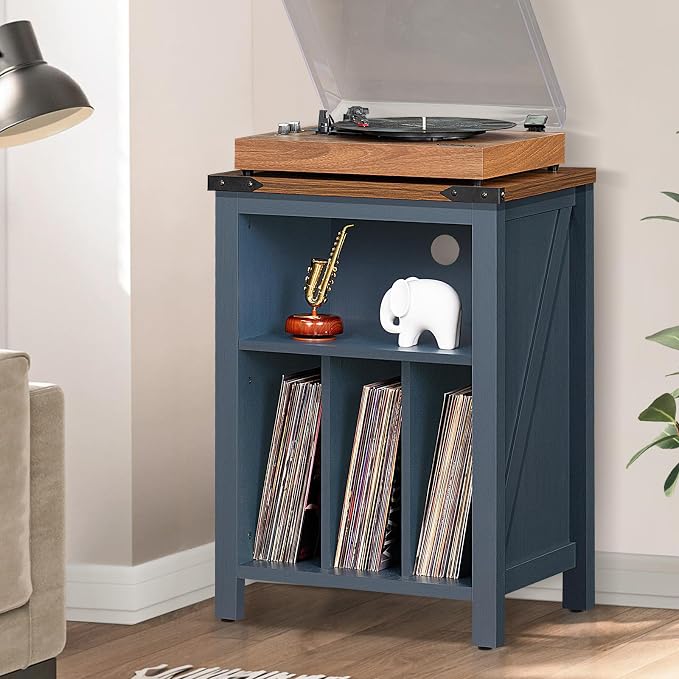 Record Player Stand with Vinyl Record Storage, Large Wood Turntable Stand - Image 5