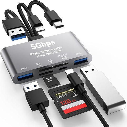 5-in-1 SD Card Reader, High-Speed USB 3.0 Adapter by JOOPSHEE