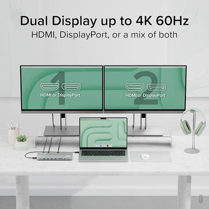 Plugable USB C Laptop Docking Station, Dual Monitor 4K 60Hz - Image 4
