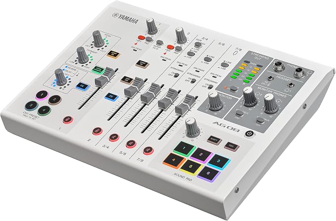 Yamaha AG08 White 8-Channel Live Streaming Loopback Mixer/USB Interface by Yamaha