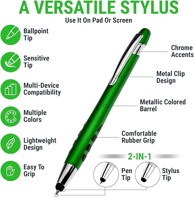 Stylus Pen for Touch Screens & Ballpoint Writing Pens, - 2 in 1 - Image 3