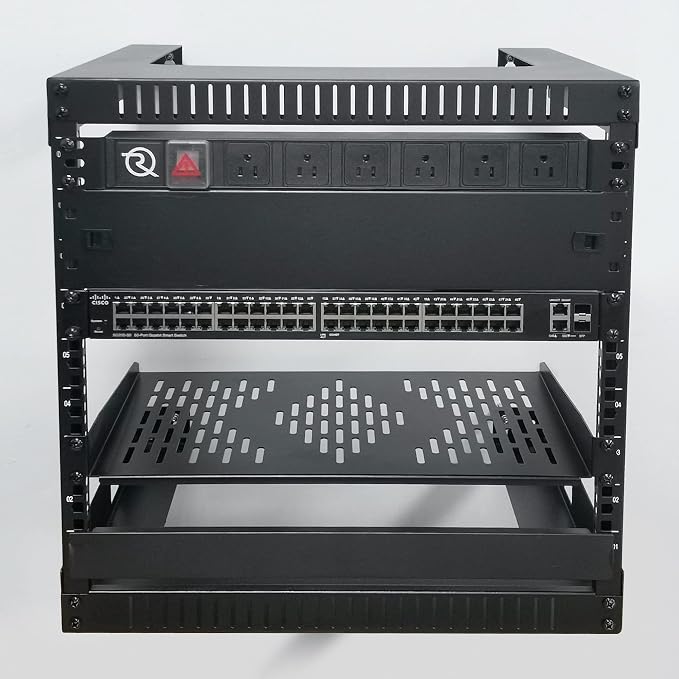 RIVECO 9U Wall Mount Rack for Network – 17.7" Deep 2 Post Open Frame Racks Easy - Image 6