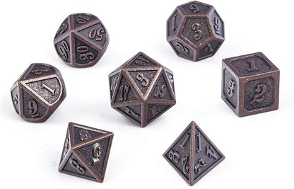 D&D Metal Dice Set, DNDND 7PCS Metallic Ancient Copper Dice - Image 8