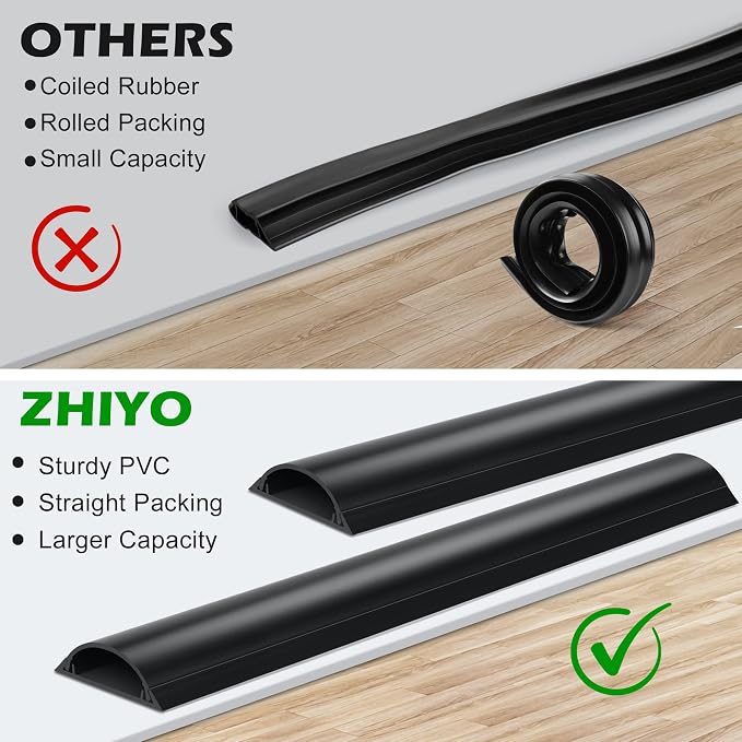 Cord Cover Floor 68in, Large Capacity Floor Cable Cover, Hard PVC Cord Hider - Image 5