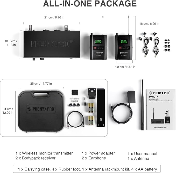 Phenyx Pro Wireless in Ear Monitor System, True Stereo UHF IEM, in Ear Monitors - Image 6