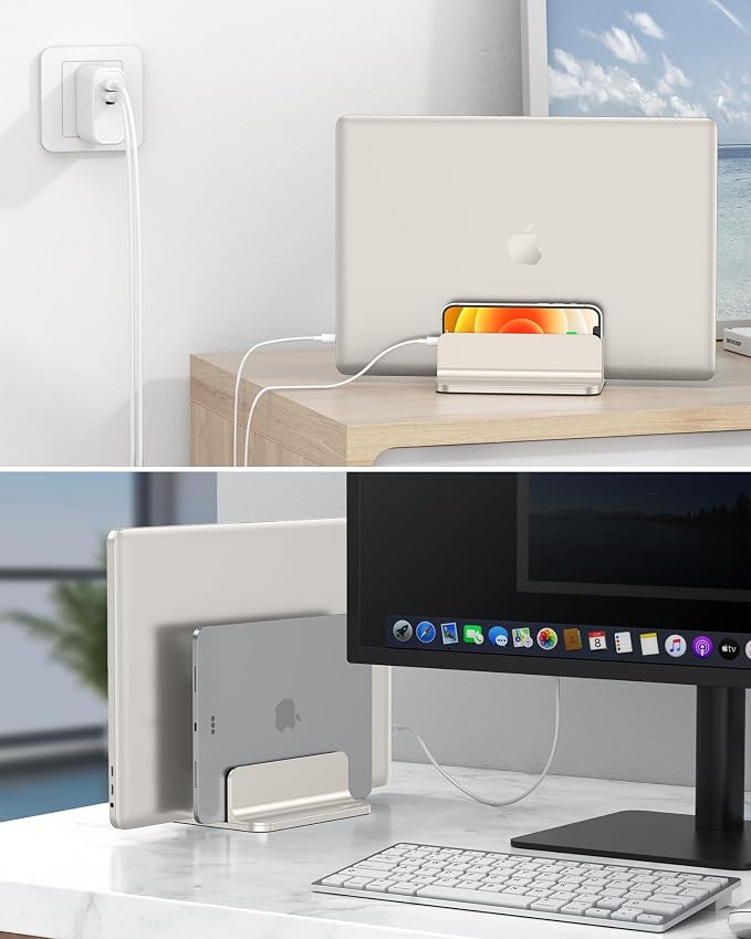 OMOTON [Updated Dock Version Vertical Laptop Stand, Double Desktop Stand Holder - Image 7