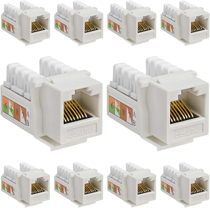 Cmple - 10 Pack Cat5e Keystone Jack Insert Punch Down RJ45 Connectors RJ45 by Cmple