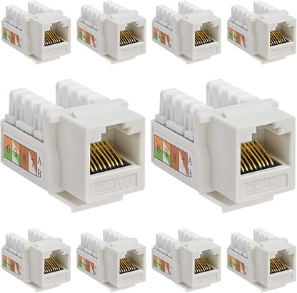 Cmple - 10 Pack Cat5e Keystone Jack Insert Punch Down RJ45 Connectors RJ45 by Cmple