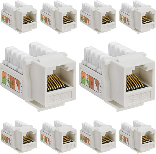 Cmple - 10 Pack Cat5e Keystone Jack Insert Punch Down RJ45 Connectors RJ45 by Cmple