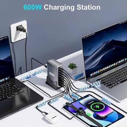 600W Fast USB C GaN Ⅲ Pro Charger Block, 8 Port Charging Station, Dual 140W - Image 3
