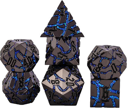 DND Crack Stripe Dice, Metallic Glitter Dice Set by Maywin