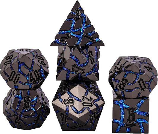 DND Crack Stripe Dice, Metallic Glitter Dice Set by Maywin