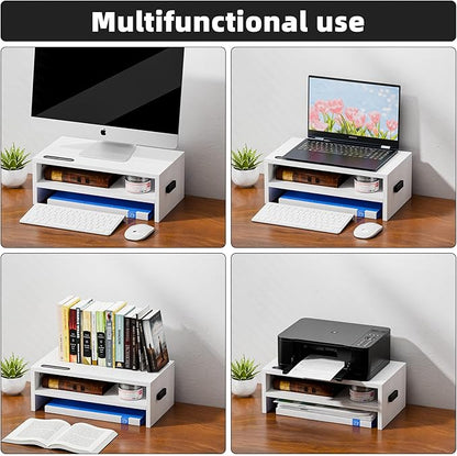 Marbrasse Monitor Stand Riser, 16.5 Inch 2 Tier Computer Printer Shelf Stand - Image 7