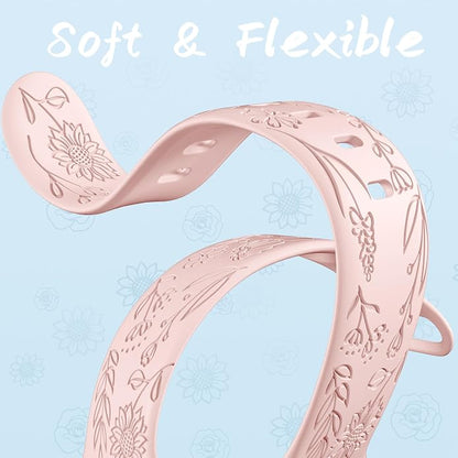 SNBLK 6 Pack Floral Engraved Bands Compatible - Image 5