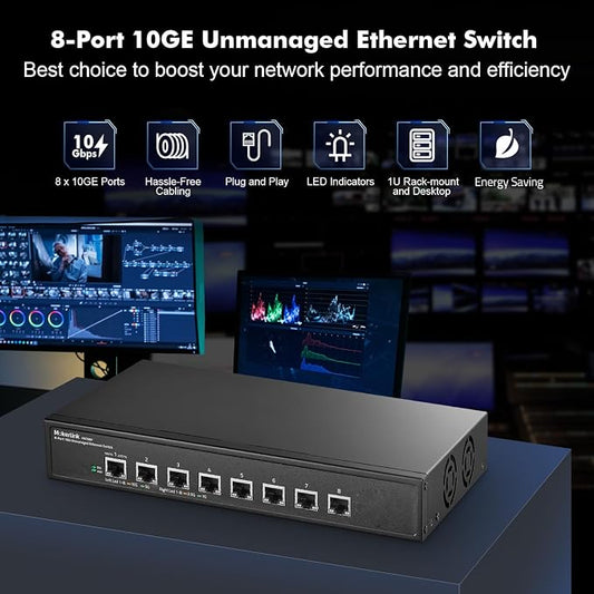 MokerLink 8 Port 10G Unmanaged Ethernet Switch, 10G/5G/2.5G/1G Auto-Adaptive - Image 2