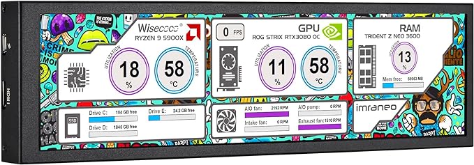 wisecoco 8.8 Inch Computer Secondary Screen CPU Temperature Monitor by wisecoco