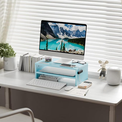 Marbrasse Monitor Stand Riser, 16.5 Inch 2 Tier Computer Printer Shelf Stand - Image 2