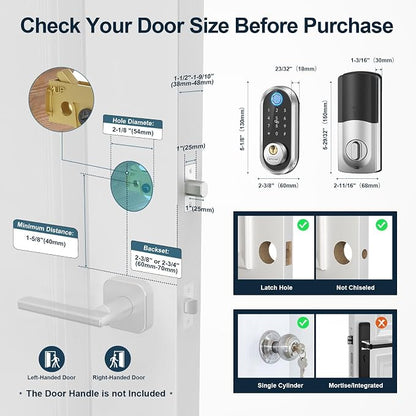 Smart Deadbolt, SMONET Fingerprint Electronic Deadbolt Door Lock - Image 2