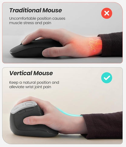 Nulea M510 Vertical Mouse Wireless, Ergonomic Mouse - Image 4