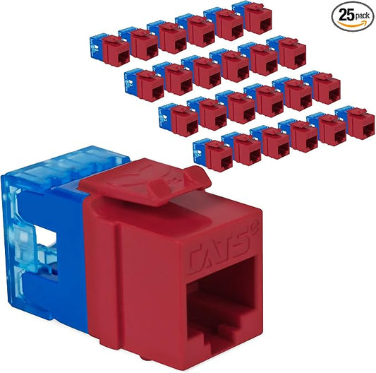 ICC CAT5e Keystone Jack with Slim Profile 180 Degree Punch Down, RJ45 UL Listed by ICC
