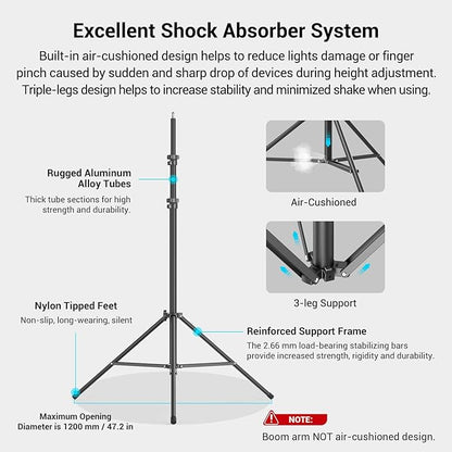 SmallRig Aluminum Light Stand 110"/9.2ft/280cm, Adjustable Photography - Image 4