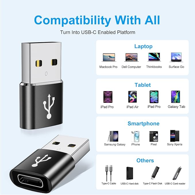 USB to USB C Adapter 10 Pack, USBC to USB Adapter, USB Type C Male Female - Image 5