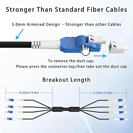 37M/121FT LC to LC Armored Outdoor Fiber Optic Cable, Single Mode Duplex - Image 7