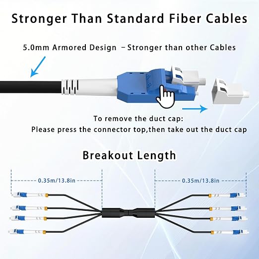 400M/1312FT LC to LC Armored Outdoor Fiber Optic Cable, Single Mode Duplex - Image 7