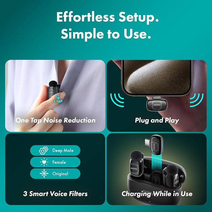 Movo NanoMic Dual USB-C Wireless Microphone - Image 8