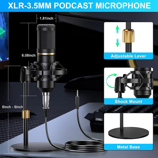 Podcast Microphone Bundle with Live Sound Card Audio Mixer, Podcast Equipment - Image 2