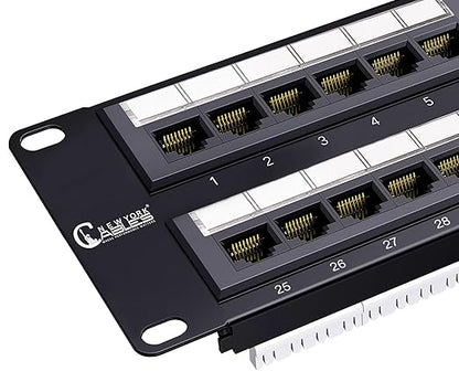 NewYork Cables 48 Port Cat6 Patch Panel, 10Gb Ethernet, 2U 19-Inch Rack or Wall by NewYorkCables