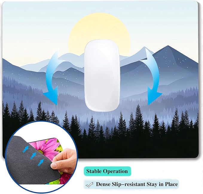 Misty Forest Moon Mountain Custom Mouse Pad - Image 5