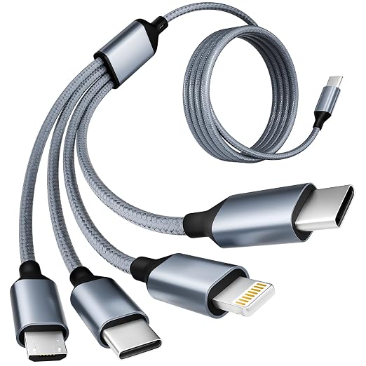 USB C Multi Charging Cable, 4 in 1 Charging Cable Nylon Braided USB-C Multiple by MPATIBY