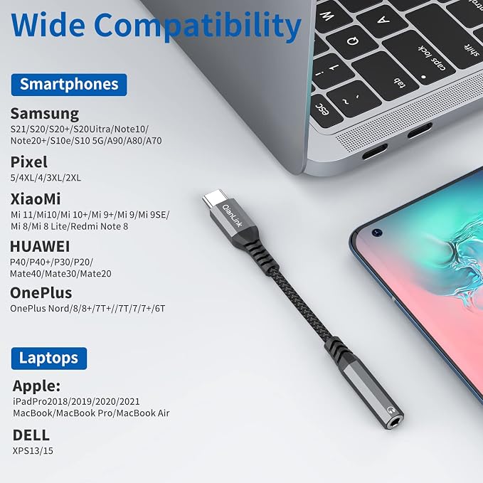 USB Type C to 3.5mm Female Headphone Jack Adapter, USB C to Aux Audio Dongle - Image 3