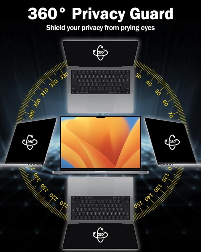 F FORITO 16 Inch 16:10 360° Laptop Privacy Screen Protector, Anti Peeping and - Image 2